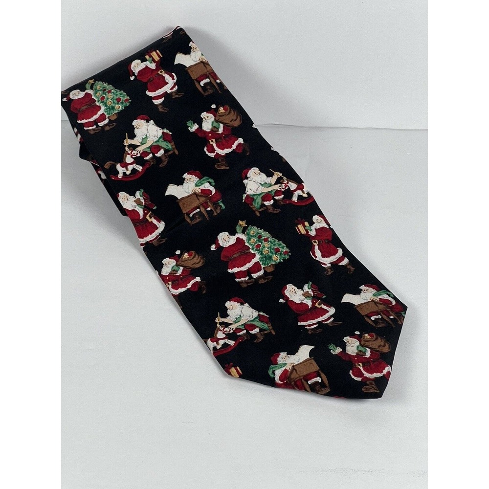 John Henry Busy Santa Clause Christmas Silk Neck Tie 57" x 3.75"